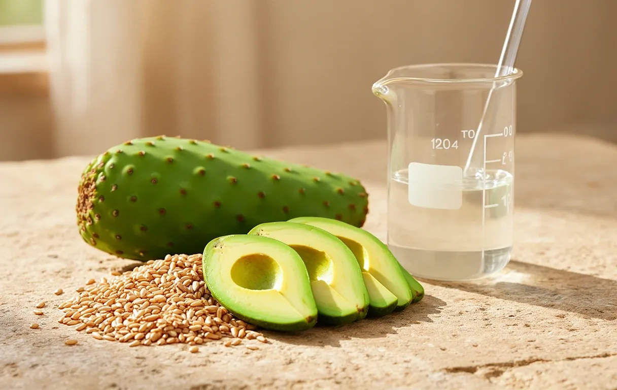 Ingredientes naturales y herramientas de precisión